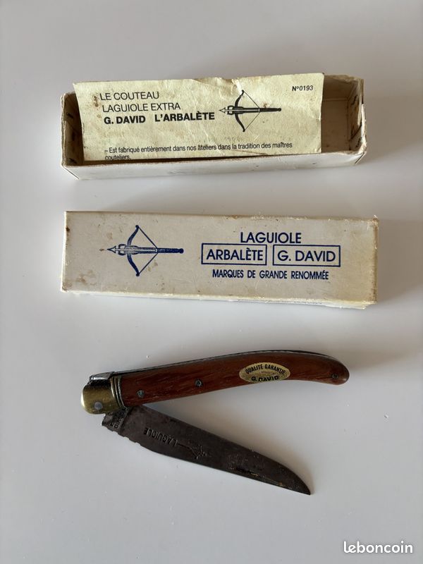 Ancien Couteau Laguiole Arbalète Enfant - Début XXe - Manche Os Blanc