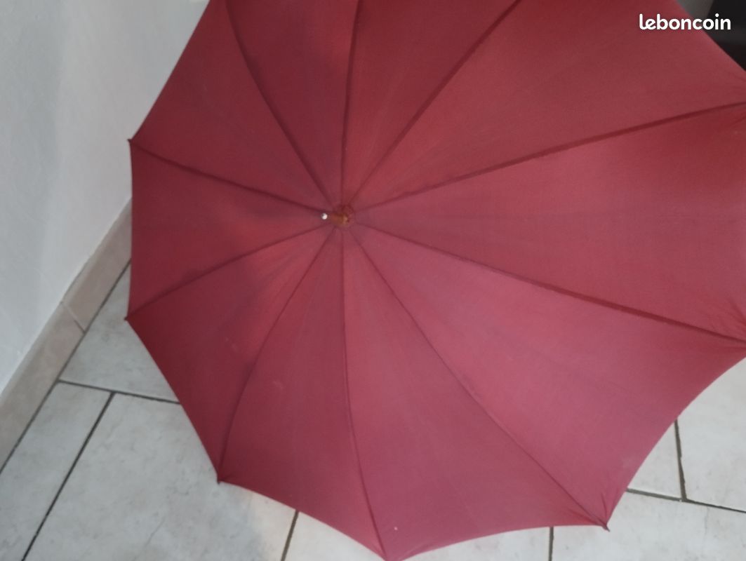 Parapluie Vintage Nylfrance DOUBLE - Décor Mer, Phare & Mouettes - Occasion Bon état - Femme