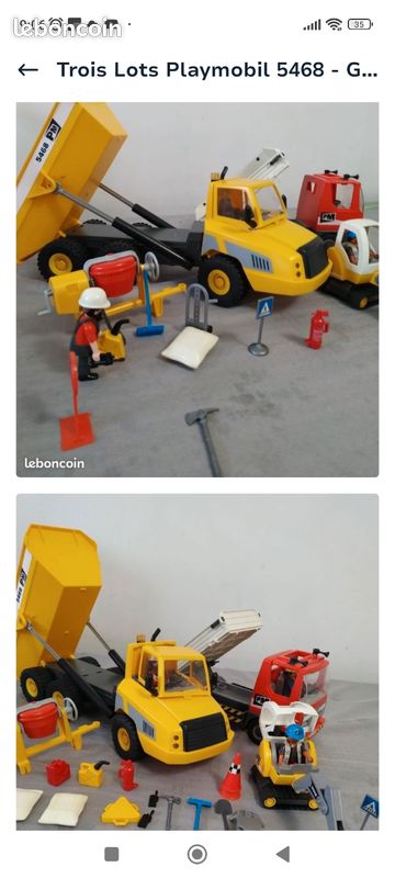 PLAYMOBIL (Q3230) CHANTIER - Camion Benne Jaune PM 5468