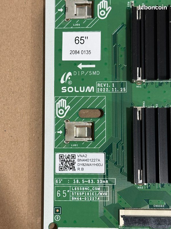 Carte électronique Samsung TV QLED 65” – pièce détachée TV (modèle TQ65Q80C) (image 2)