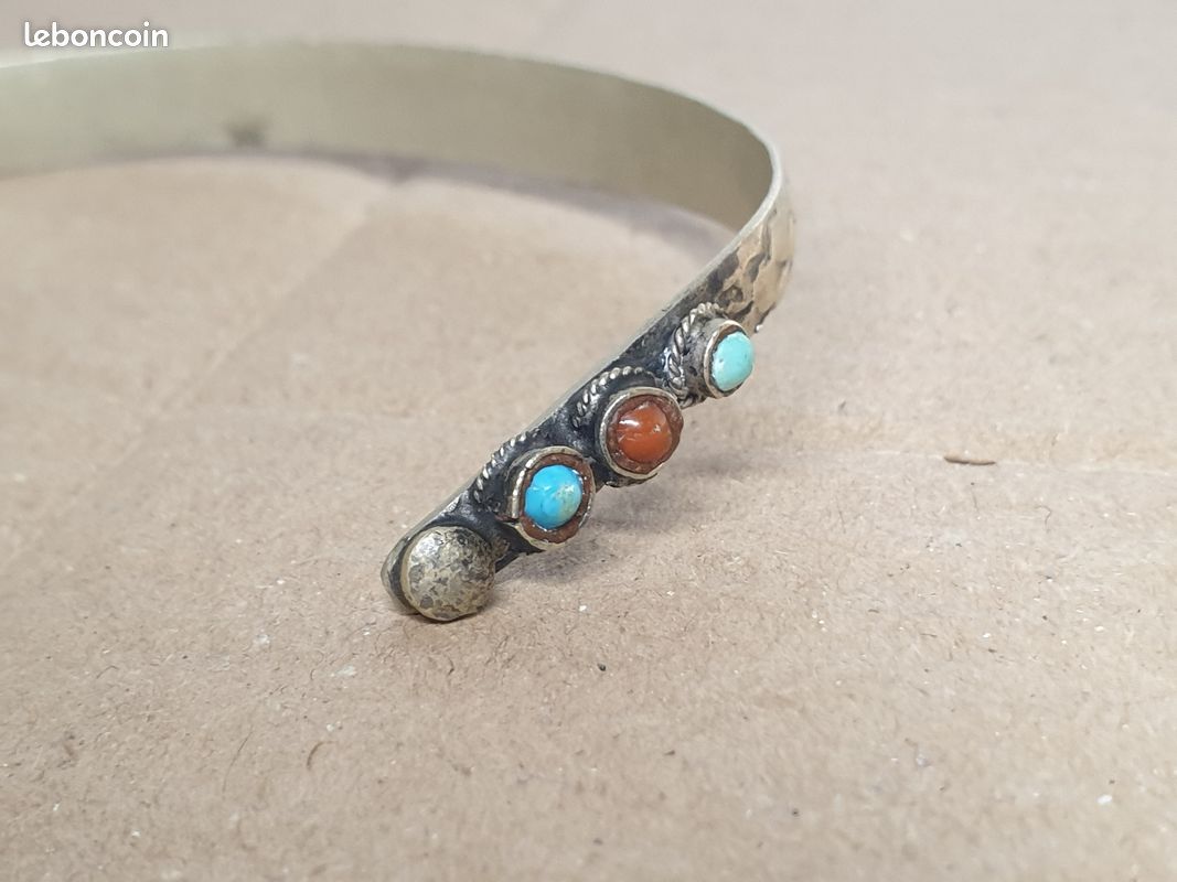 Bracelet Large Vintage 4 Rangs En Cristaux (style Diamant) - Couleur Argenté - État Parfait