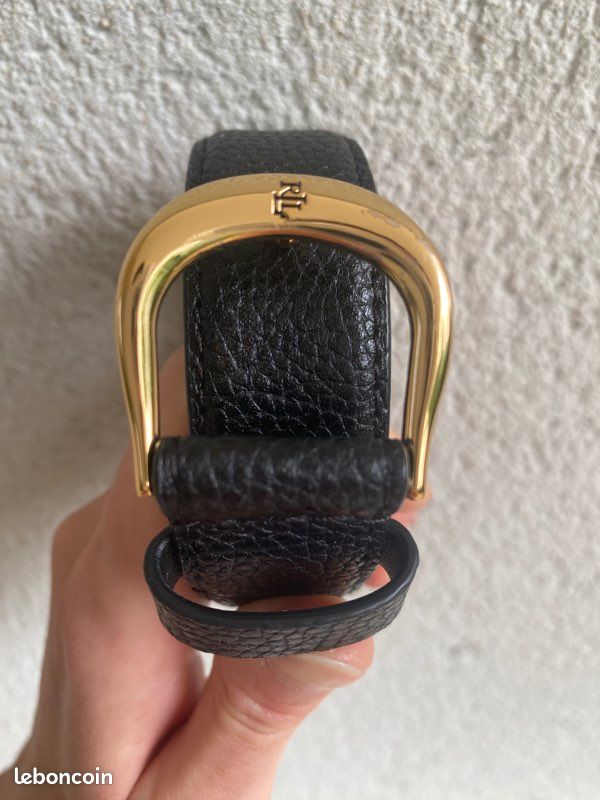 ⚜️ LAUREN RALPH LAUREN Classic Kenton Ceinture fine en cuir noir boucle ardillon dorée taille 70 🖤 (image 1)