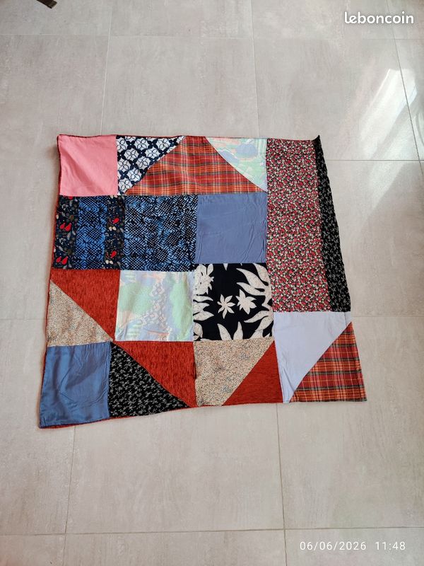 Plaid 1m x 1m, patchwork handmade (image 1)