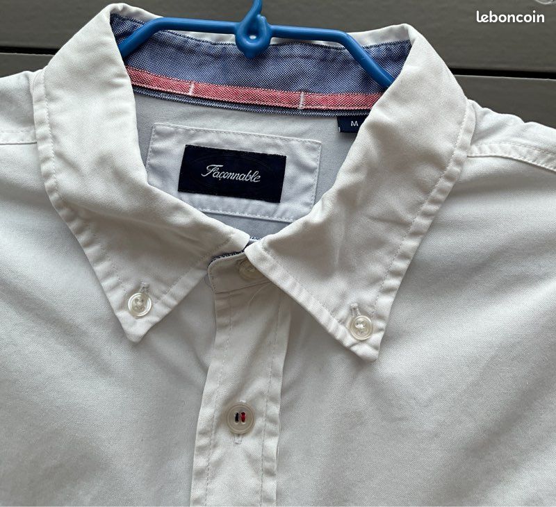 Chemise blanche FACONNABLE broderie marine dos M (image 4)