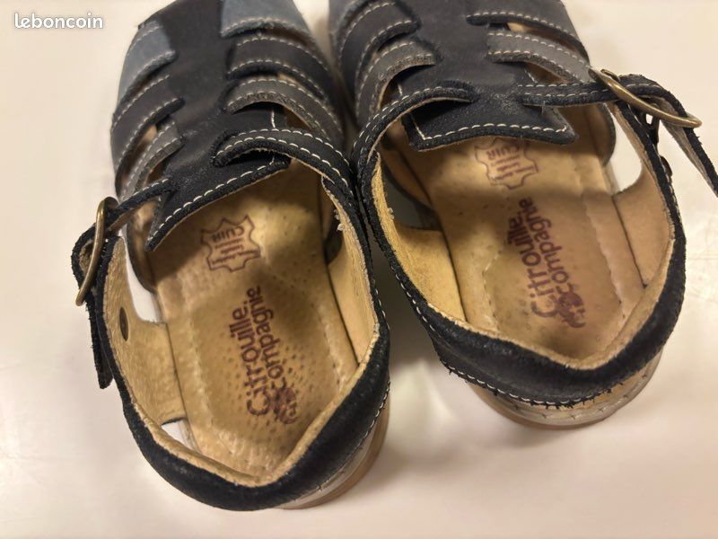 Sandales garçon cuir bleue marine (image 3)