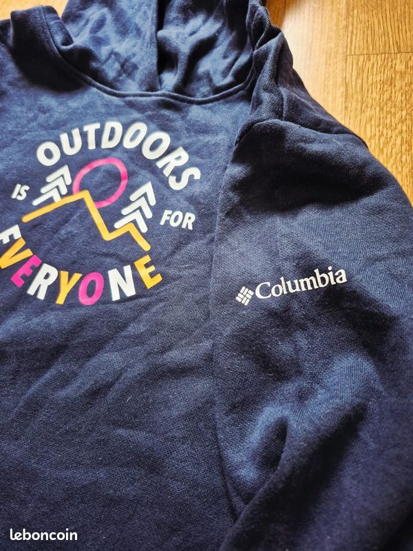 Pull imprime Columbia avec capuche | Taille XL enfant | Randonnée | Bleu marine (image 3)