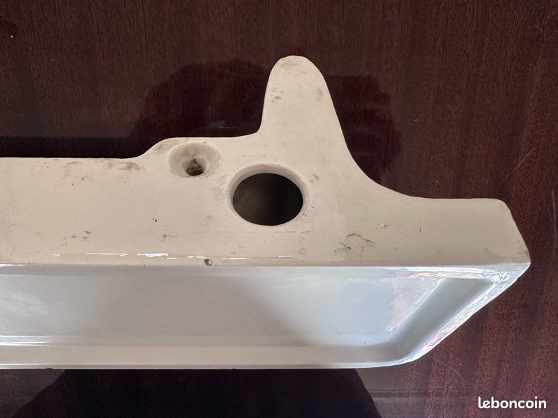 Étagère / tablette ancienne en porcelaine émaillée — salle de bain rétro (image 11)