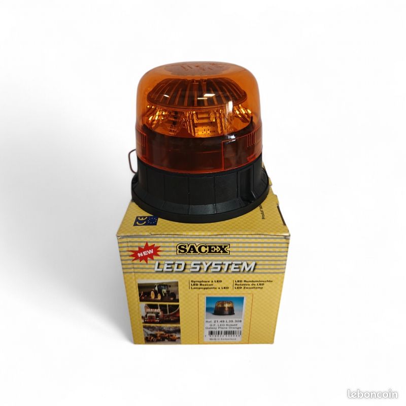 Gyrophare LED SACEX neuf - orange / homologué EU - alarme, engin, utilitaire, agricole (image 1)