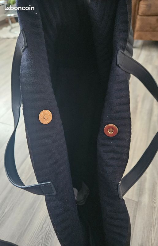 Sac à main cabas Monoprix Femme plissé bleu foncé en tbe (alival
