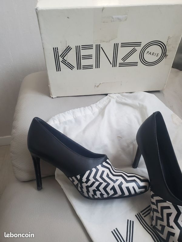 🌺 Bottines a talon zèbre géométrique noir et blanc taille 36 marque kenzo avec boite et dustbag (image 1)