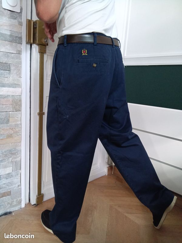 Pantalon chino Tommy hilfiger bleu marine - Taille S (coupe large) - vintage (image 4)