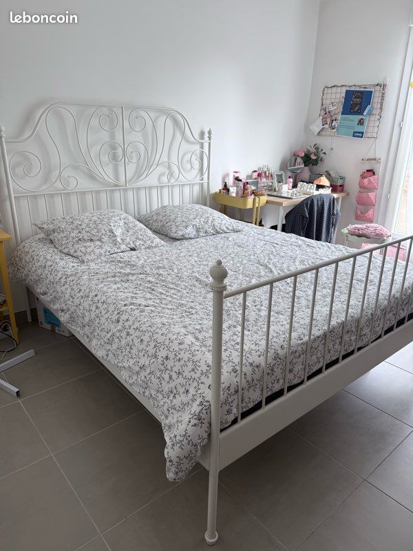 Metal Bed Letto Leirvik Ikea Lit Leirvik IKEA Fer Forgé Blanc 160