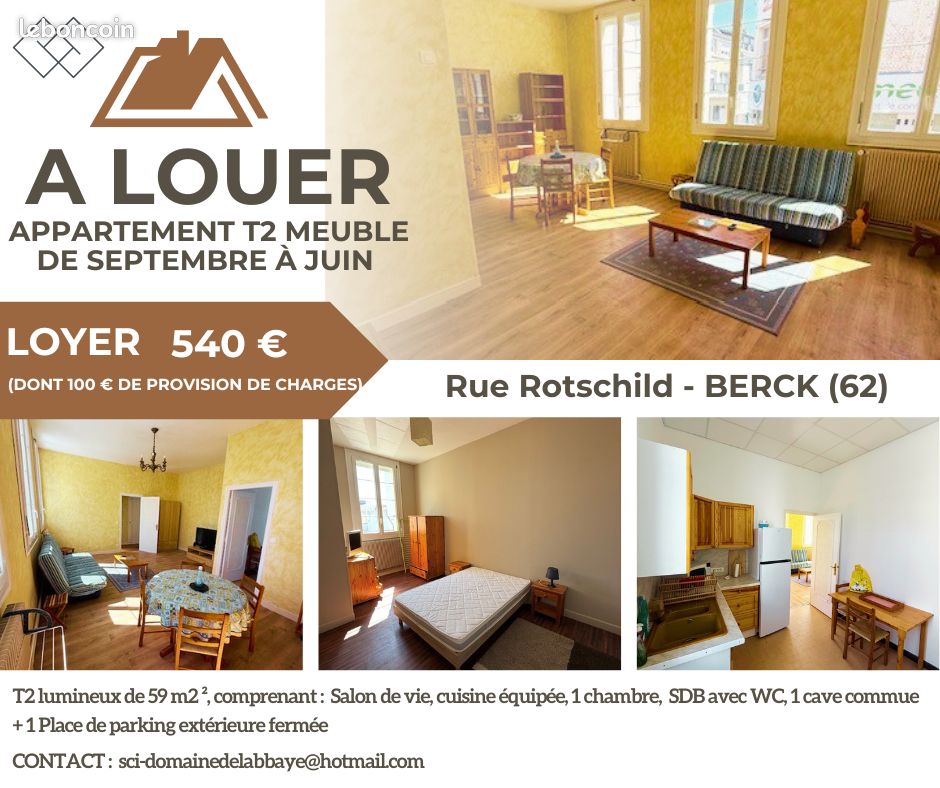 Appartement 2 pièces 59 m² · à Berck · 59 m² · 540 €