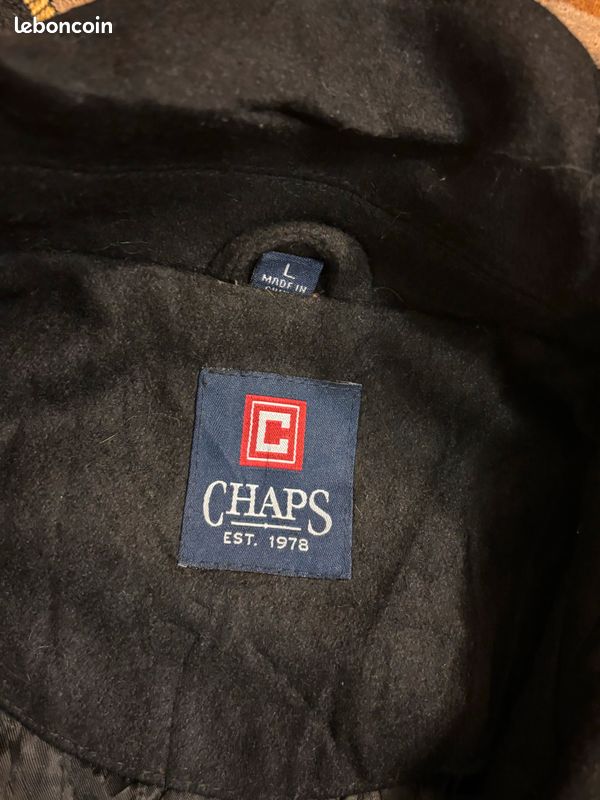 Veste à zip en laine Chaps noire vintage (image 3)