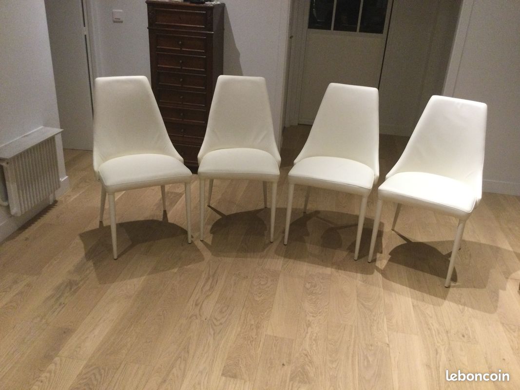 4 Fauteuils cuir blanc (image 1)