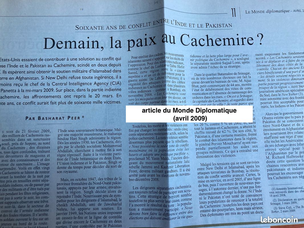 Cachemire : 10 articles (dont 1 photocopie) concernant le conflit indo-pakistanais parus entre 1999 (image 3)