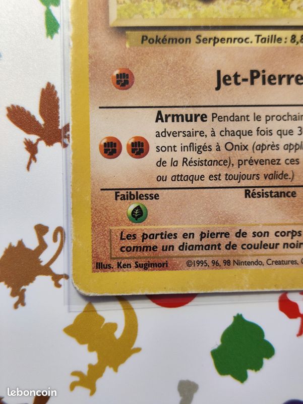 Carte Pokmon Onix 56/102 Set de base 1999 Wizards - Collection Carte Pokmon Onix 56/102 Set de base 1999 Wizards - Collection