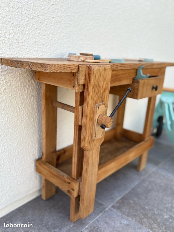 Ancien établi En Bois – Jouet Outil Enfant – Déco Vintage