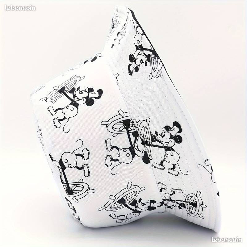 Bob coréen motif "Mickey navigateur", neuf, chapeau à imprimé musical, double face, pour hommes et femmes, protège soleil, plage, pêche, 56-58 (image 2)