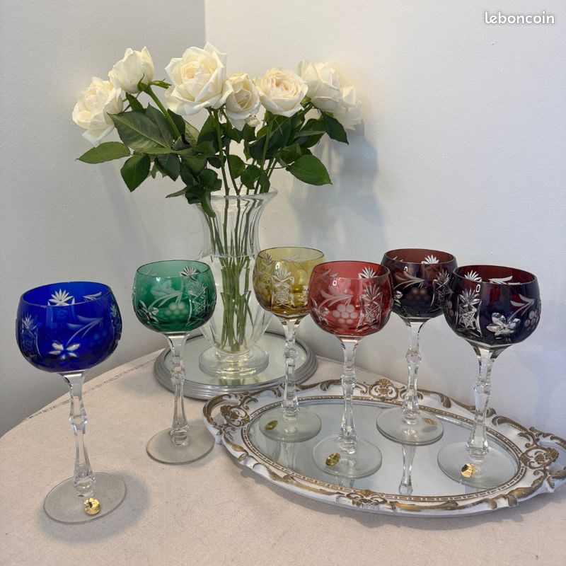 Set de 6 Verres à vin Vintage colorés pour fêtes et mariages | bol