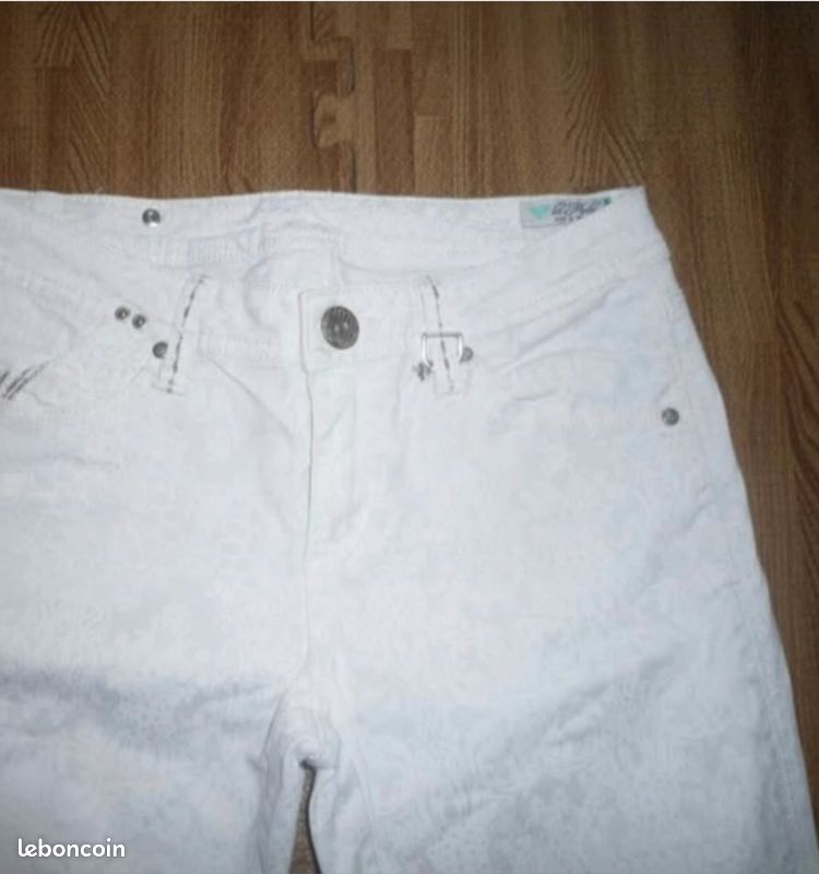 Pantalon ton sur ton blanc/crème lmv la mode est à vous femme taille 34 / 1 (image 2)