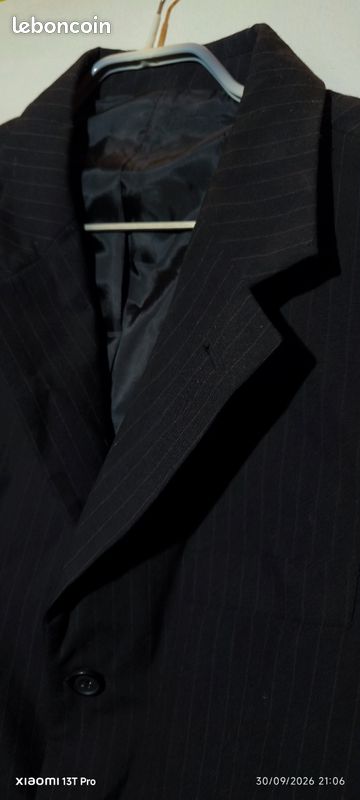 Veste costume homme T52 gris foncé petite rayure (image 3)