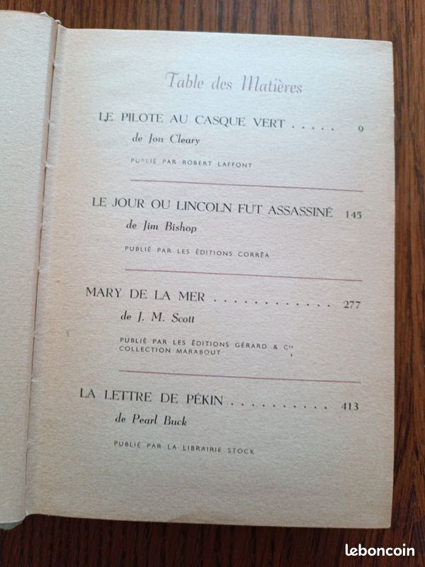 Vends 4 Livres anciens " Sélection du Livre " . 1958 (image 6)