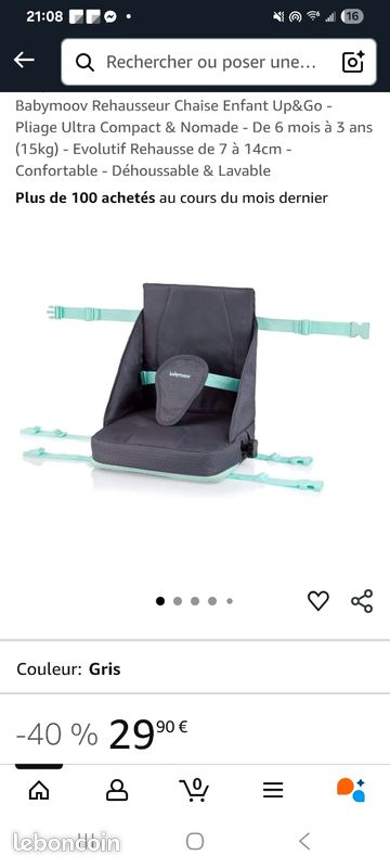 Babymoov Rehausseur Chaise Enfant Up&Go - Pliage Ultra Compact & Nomade