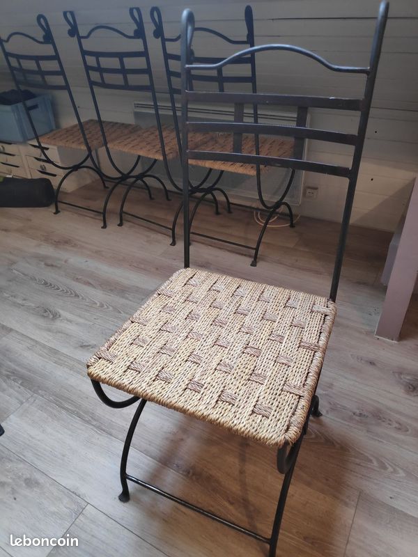 DBN-Chaise en fer forgé et rotin (image 1)