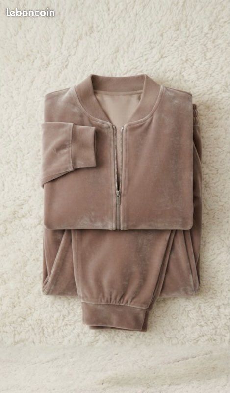 Ensemble jogging velours taupe – Veste courte zippée & Pantalon (image 4)