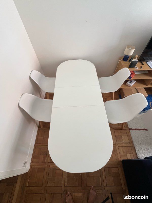 Table à manger extensible blanche 4-8 personnes (image 4)