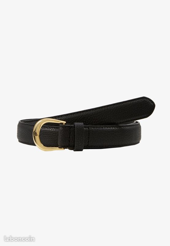 ⚜️ LAUREN RALPH LAUREN Classic Kenton Ceinture fine en cuir noir boucle ardillon dorée taille 70 🖤 (image 2)