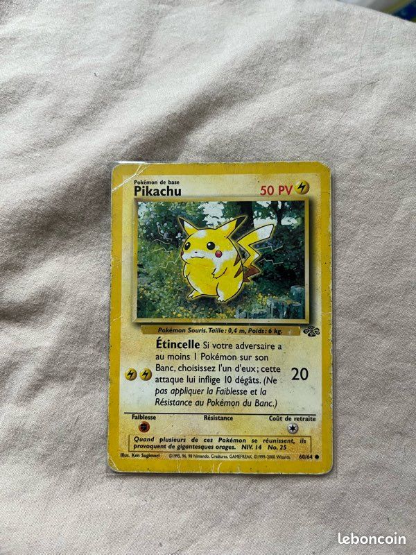 Carte Pokmon Pikachu 1995 60/64 - Collection Carte Pokmon Pikachu 1995 60/64 - Collection