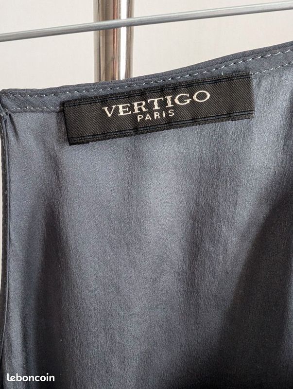 Top débardeur Vertigo satiné velours bleu gris taille 36-38 excellent état (image 2)