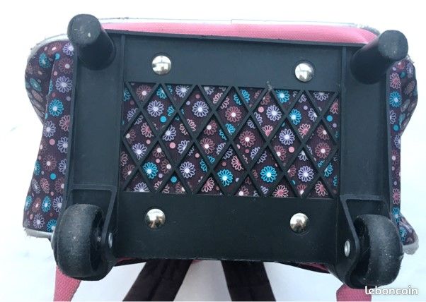 Petit cartable / sac à dos rose violet girly fée oiseau chat lecture, à roulettes & tige extensible (image 9)