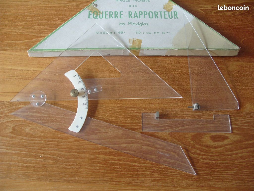 Ancienne equerre rapporteur plexiglas de 30 cm dessin industriel professionnel (image 3)