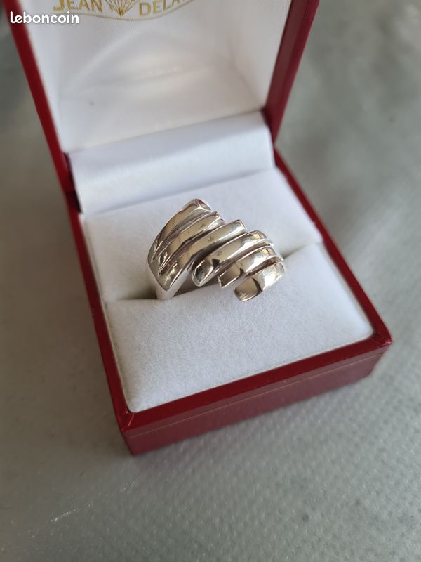 Bague Ancienne Argent Massif 925 - Jonc Alliance Style Art Déco - Taille 54