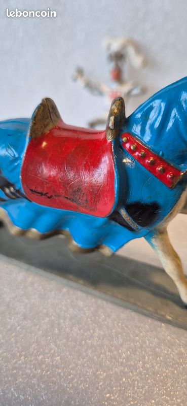 Ancien Chevalier Starlux Plastique – Moyen Âge Avec Fléau Et Cheval Se Cabrant