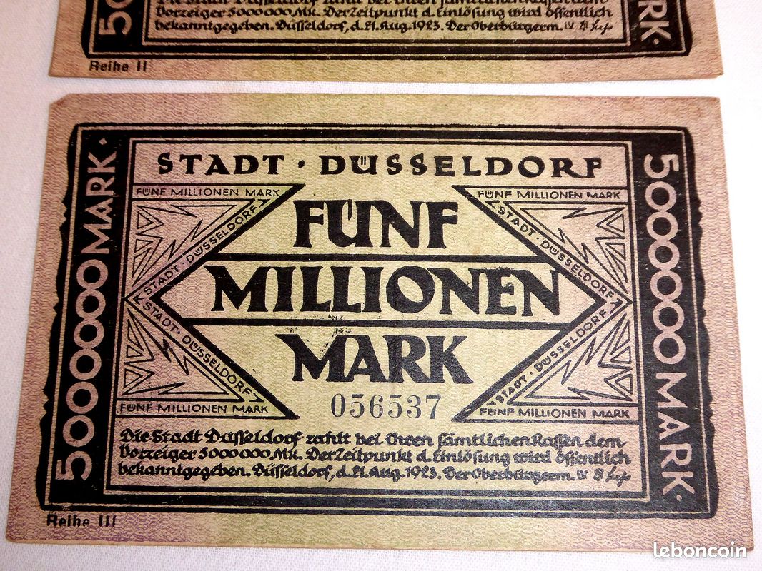 BILLET ALLEMAND « 5.000.000 » de l’EPOQUE de l’HYPERINFLATION ou (image 1)