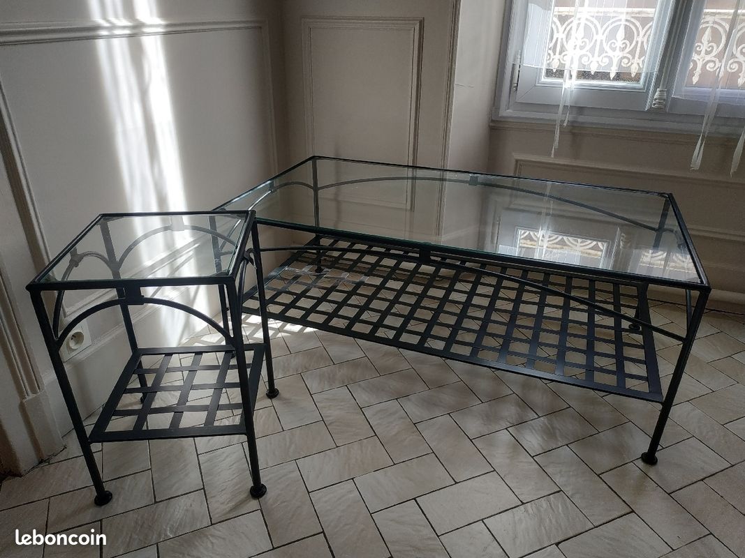 Table basse et guéridon en fer forgé (image 1)
