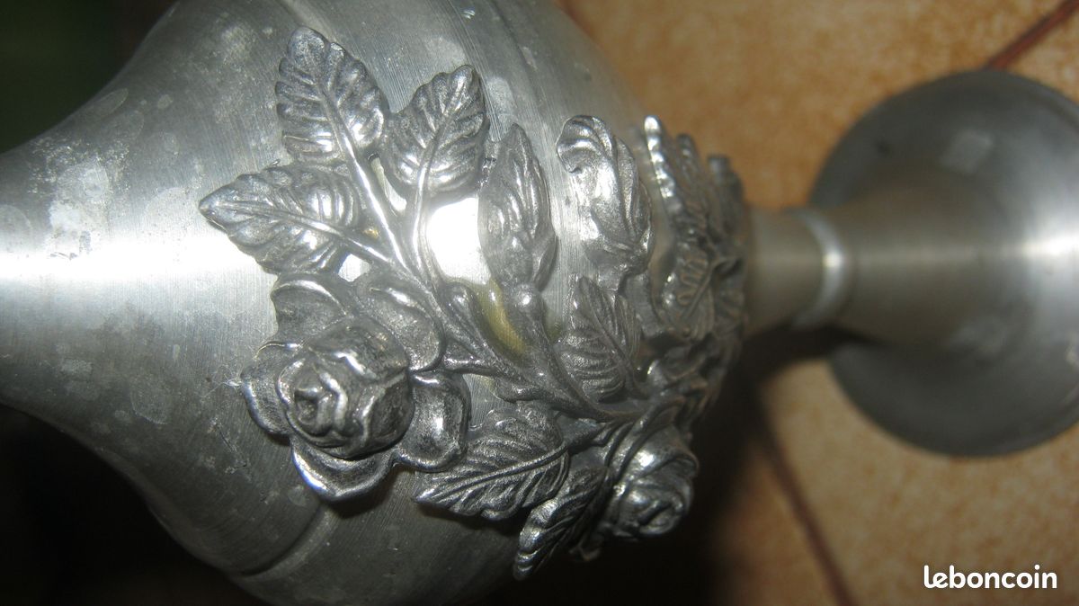 Soliflore etain decor fleur (image 3)