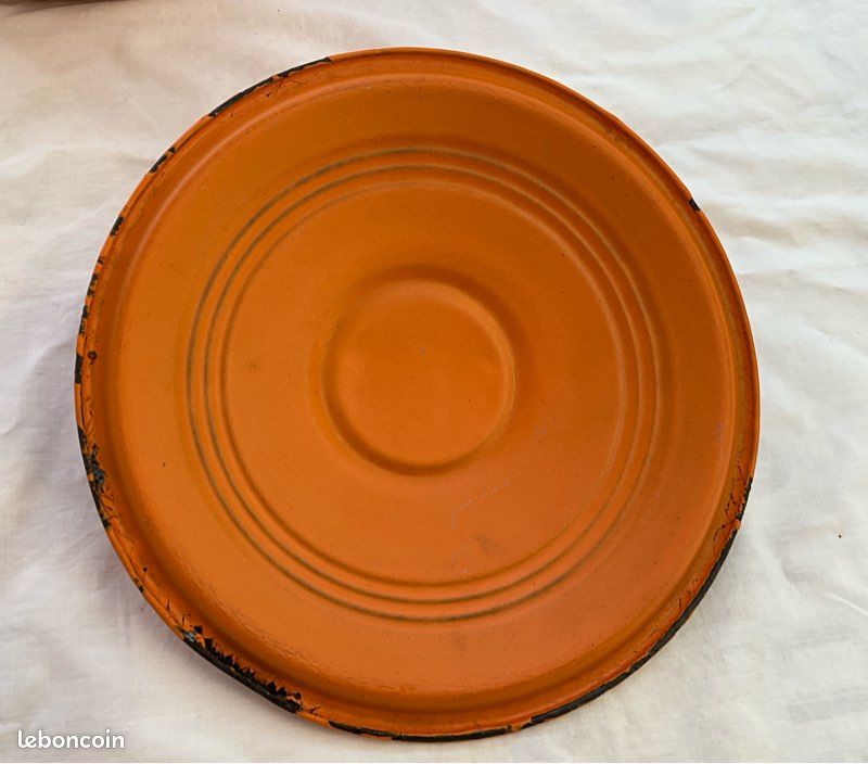 Poêlon/sauteuse vintage en acier emaillé orange volcanique, diamètre 26 cm (image 9)
