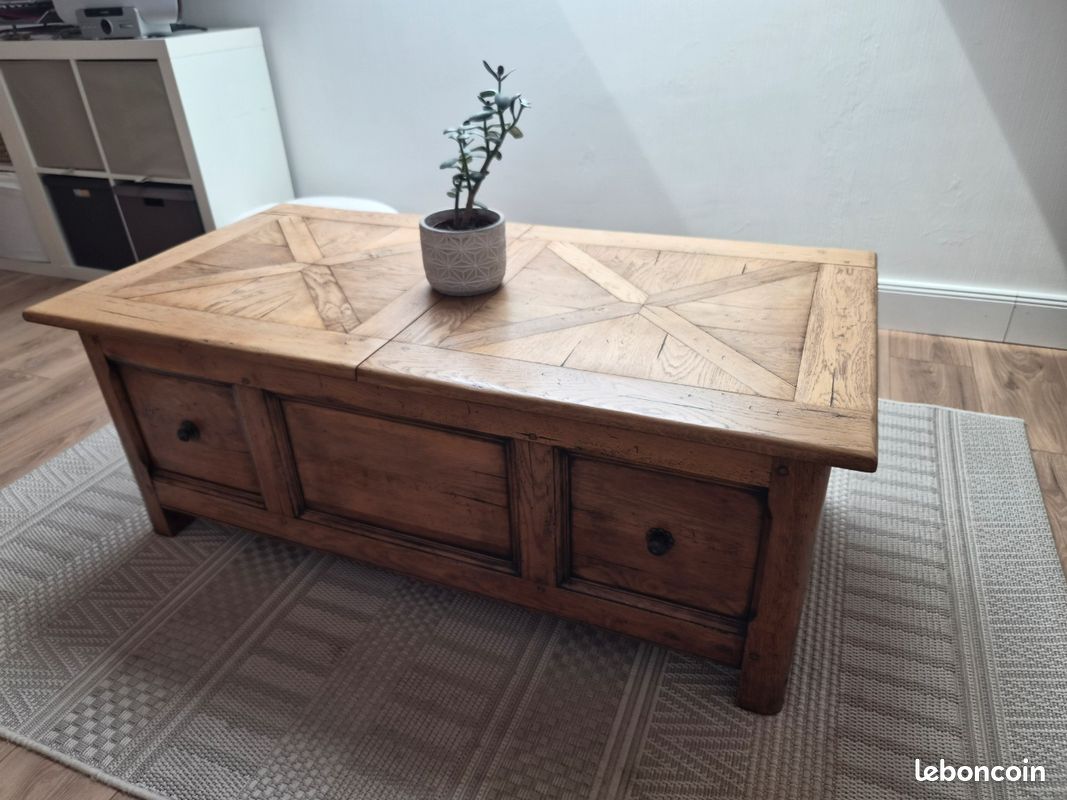 Table basse coffre chêne massif (image 1)