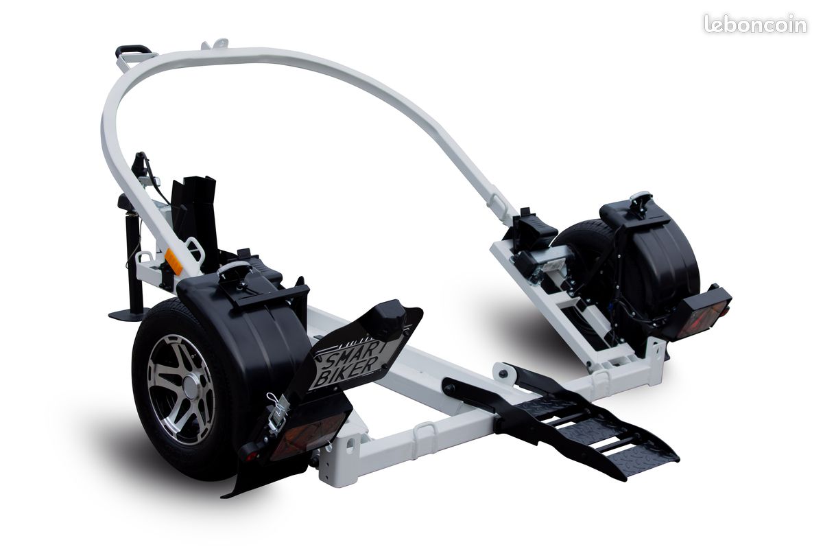 Remorque PORTE MOTO ABAISSABLE, PLIABLE, compatible Scooter, MP3, SMART BIKER France (image 2)