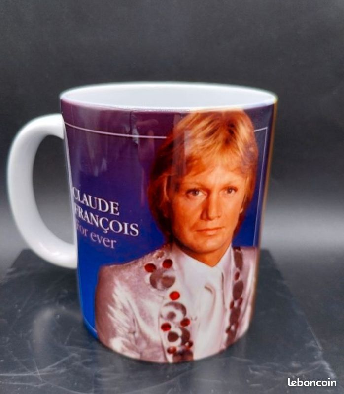 Mug à L'effigie De Claude François - Blanc, Référence SF60016 - Neuf Dans Son Emballage