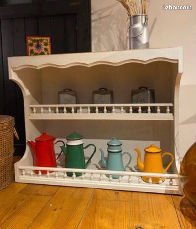 Charmante Étagère Ancienne en Bois Massif Style Épicerie / Cuisine Très bon état (image 1)