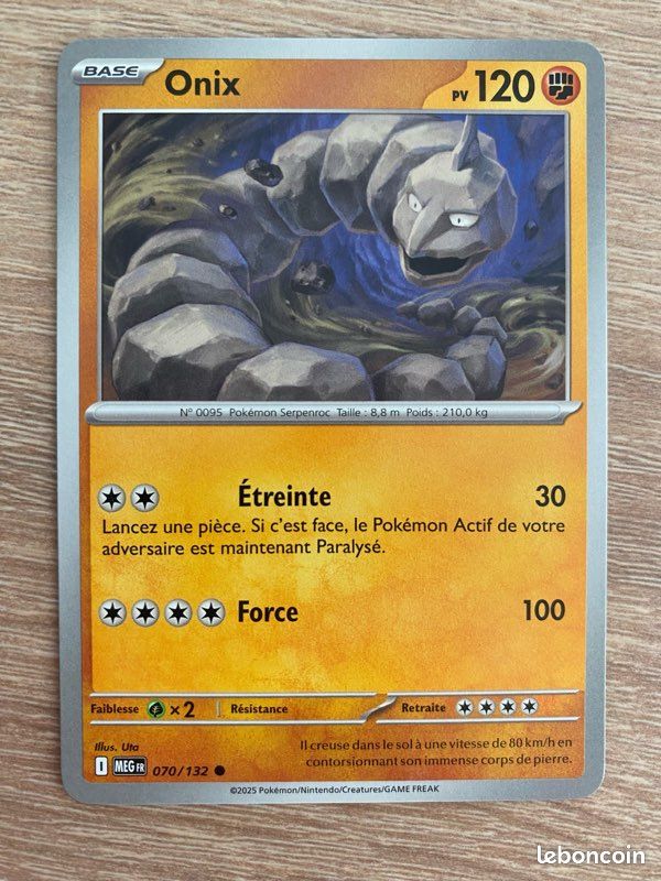 Carte Pokémon Onix 070/132 - Évolutions Prismatiques (MEG) - FR (image 1)