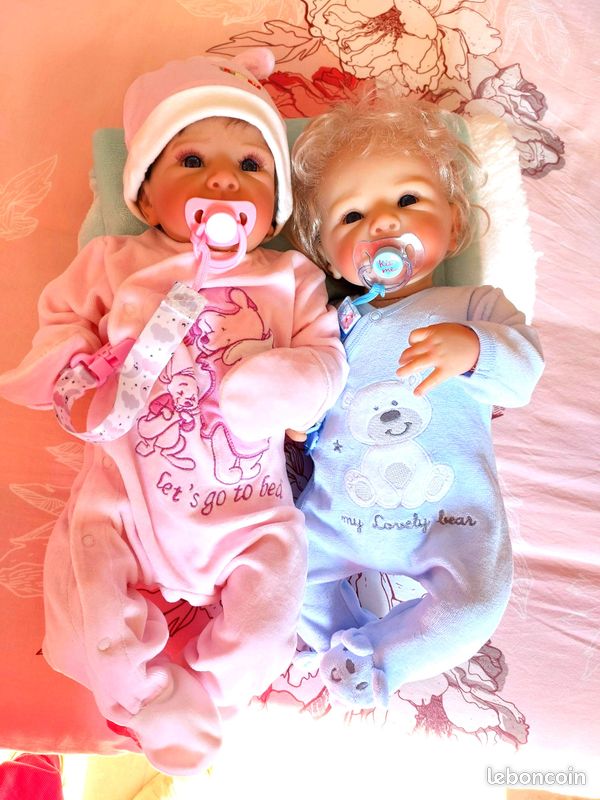 Poupée Reborn Fille Nouveau-né Réaliste 45cm - Cheveux Blonds Yeux Bleus, Vinyle, Neuve