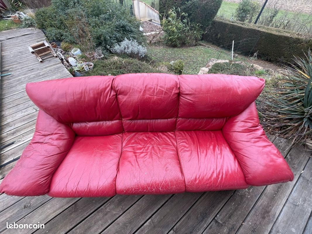 Canapé cuir rouge (image 3)