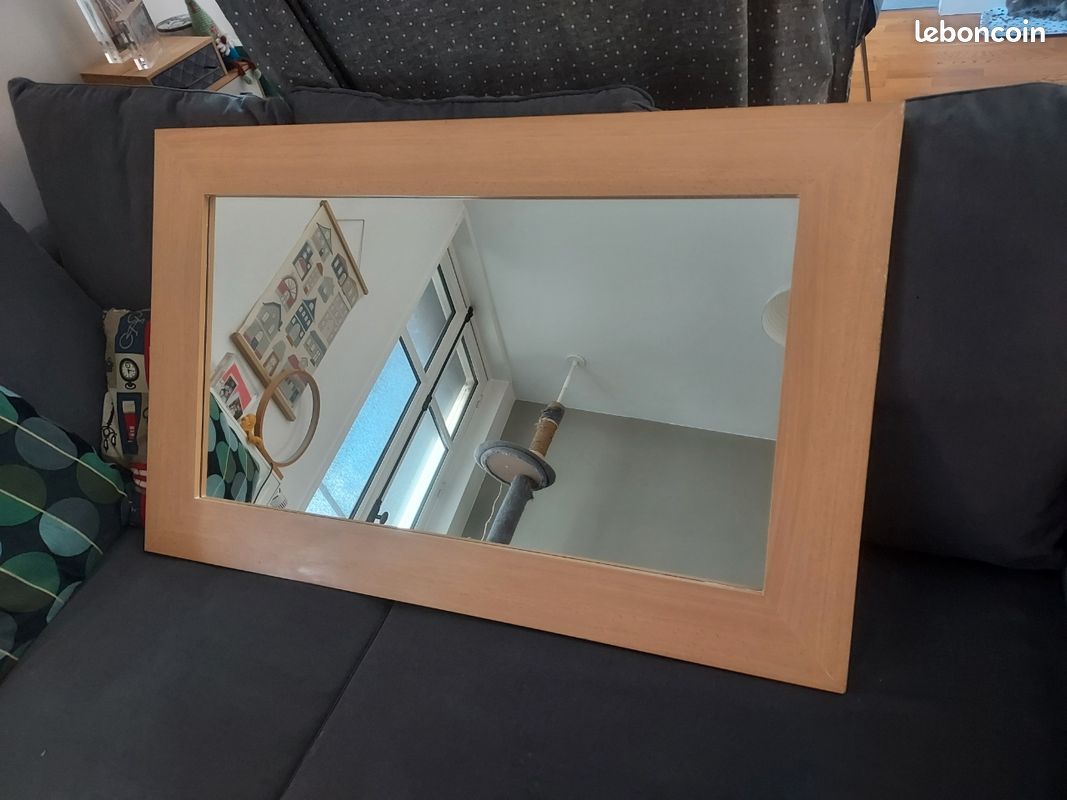 Grand Miroir Rectangulaire Cadre en Bois (image 1)
